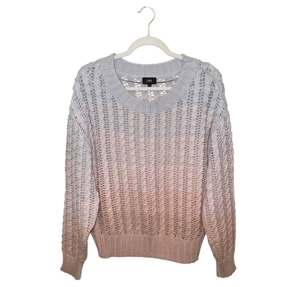 EUC Line The Label Women's Blue and Pink Knit Sweater